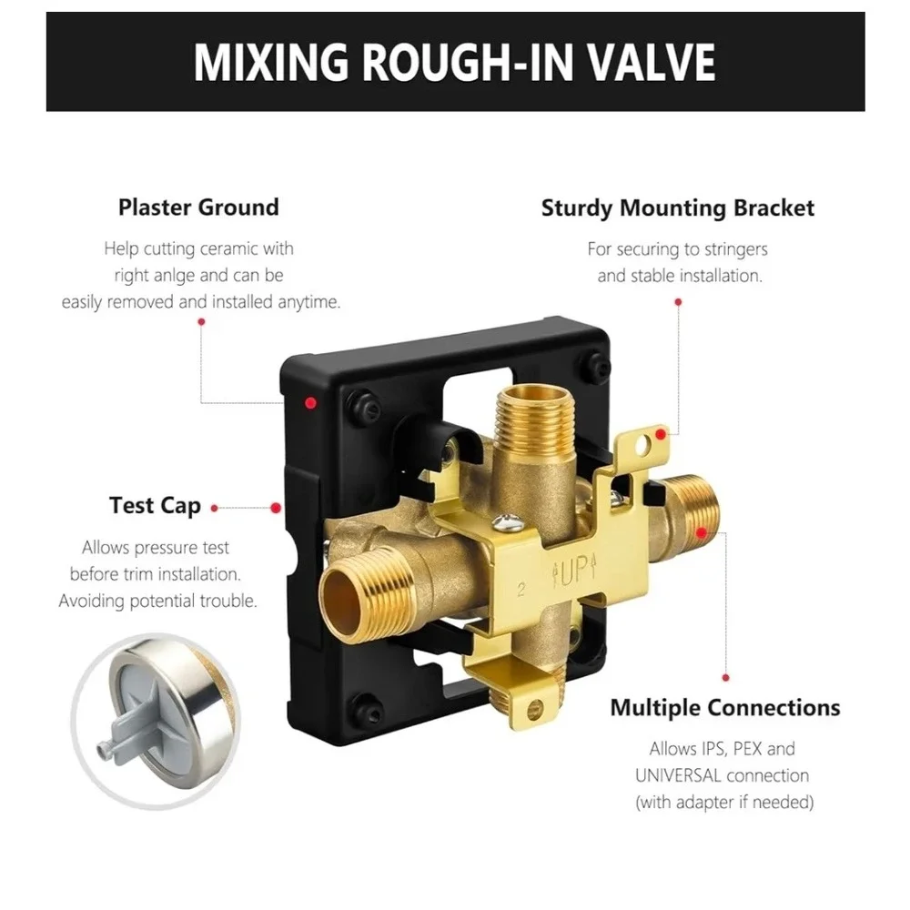 Mixing Rough In Valve Brass Mounting Bracket IPS PEX Universal Connection Delta‎